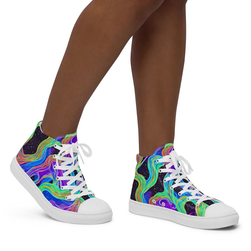 Infinite Chromatics on Women's High Top Canvas Shoes — Right