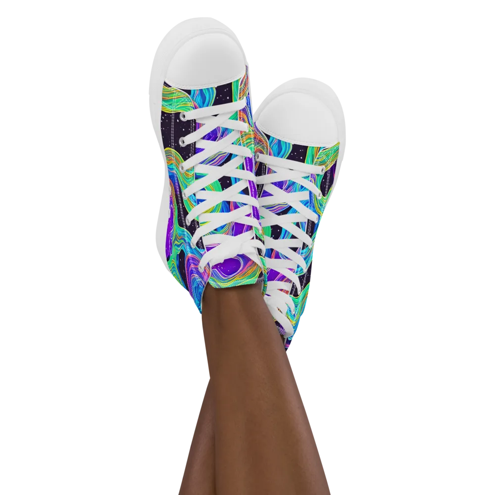 Infinite Chromatics on Women's High Top Canvas Shoes — Front