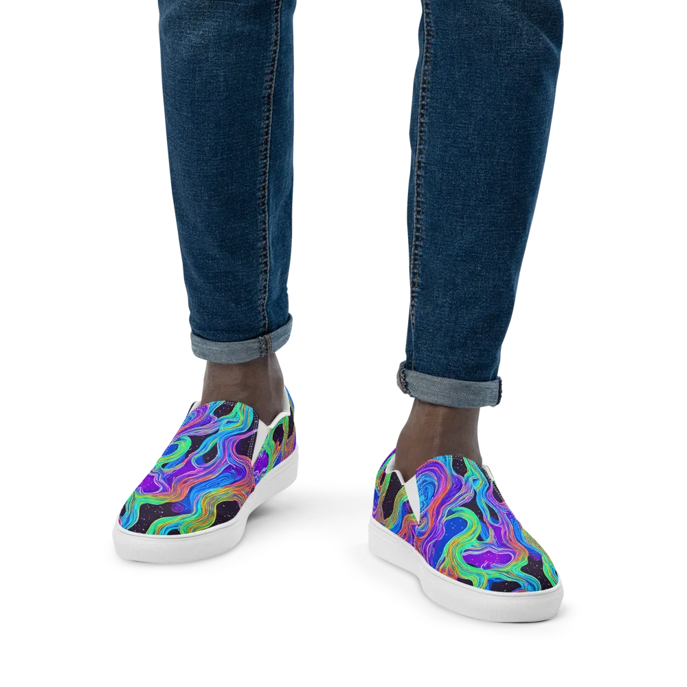 Infinite Chromatics on Men's Slip-On Canvas Shoes — Front