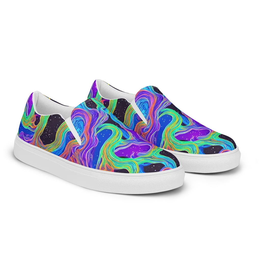 Infinite Chromatics on Women's Slip-On Canvas Shoes — Right Front
