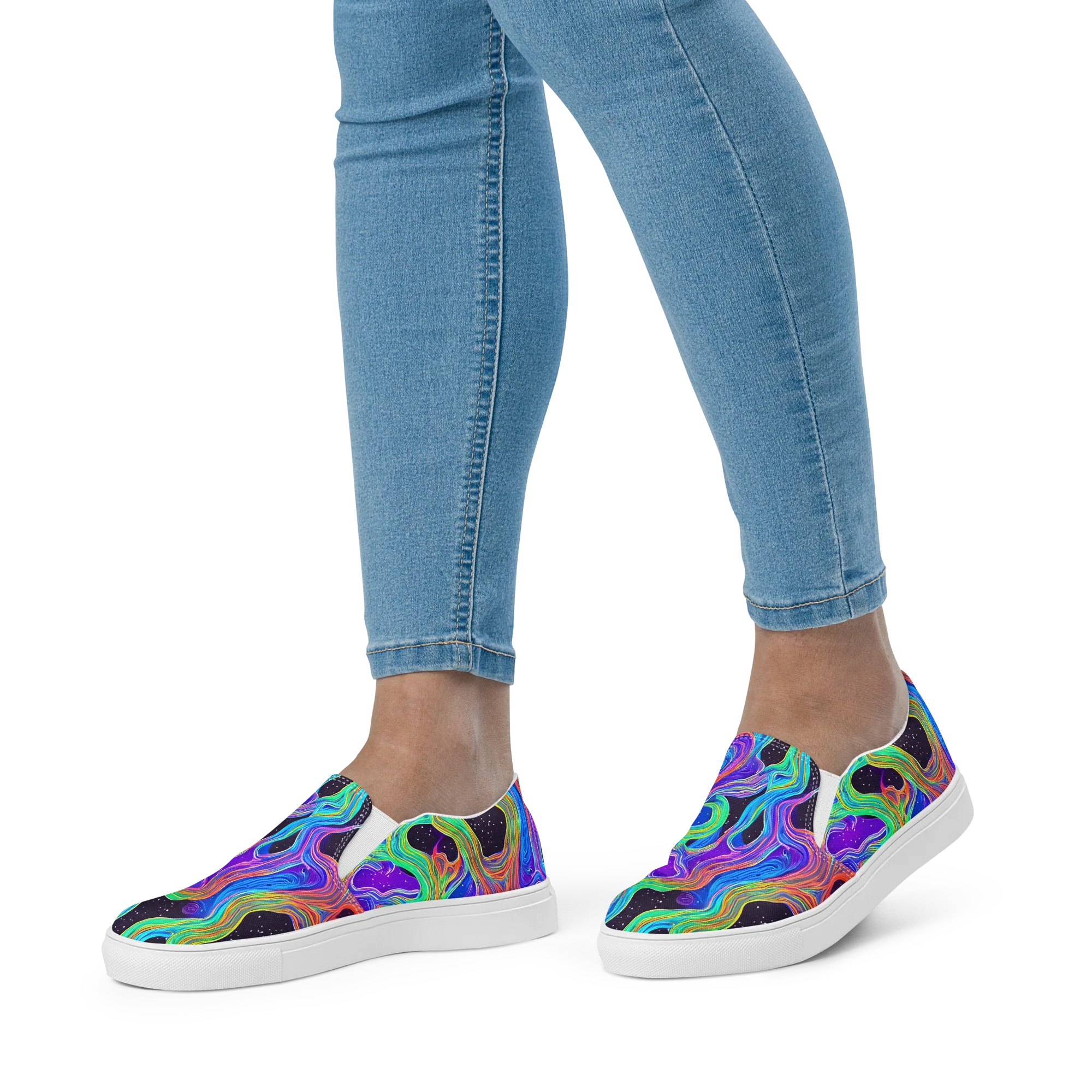 Infinite Chromatics on Women's Slip-On Canvas Shoes — Front