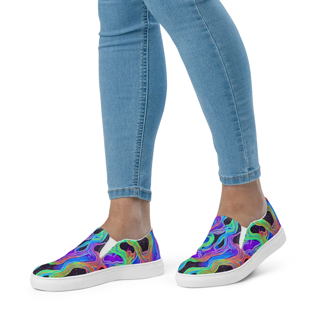 Infinite Chromatics on Women's Slip-On Canvas Shoes — Front