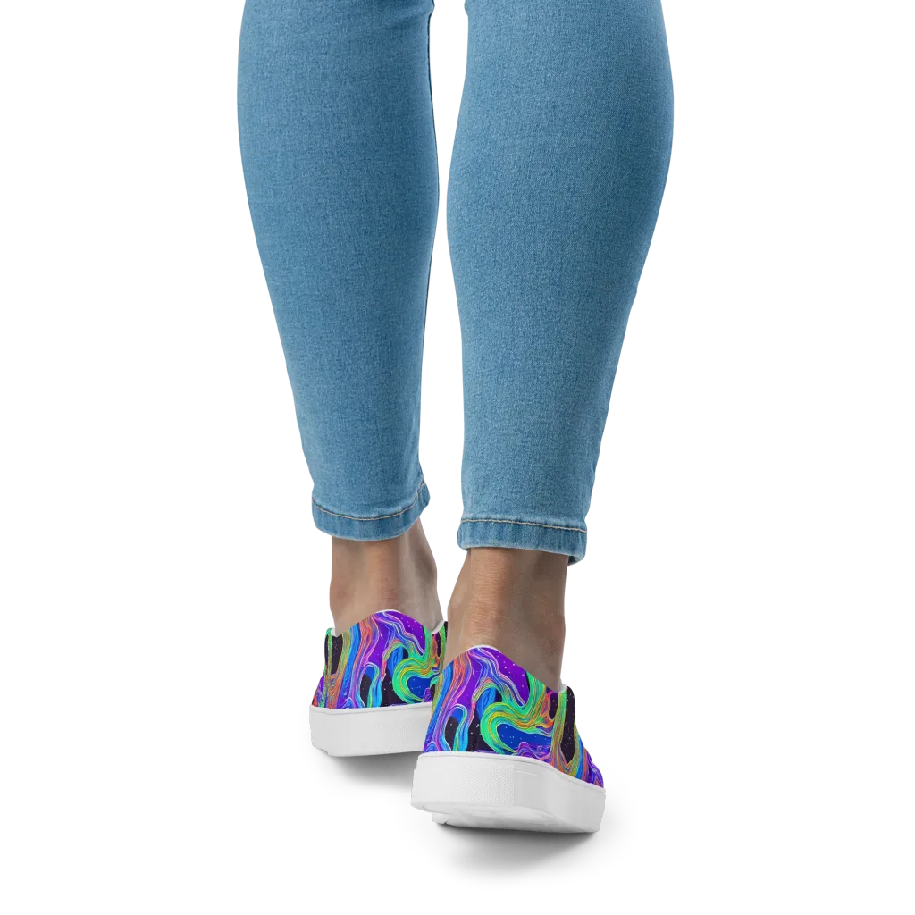 Infinite Chromatics on Women's Slip-On Canvas Shoes — Back