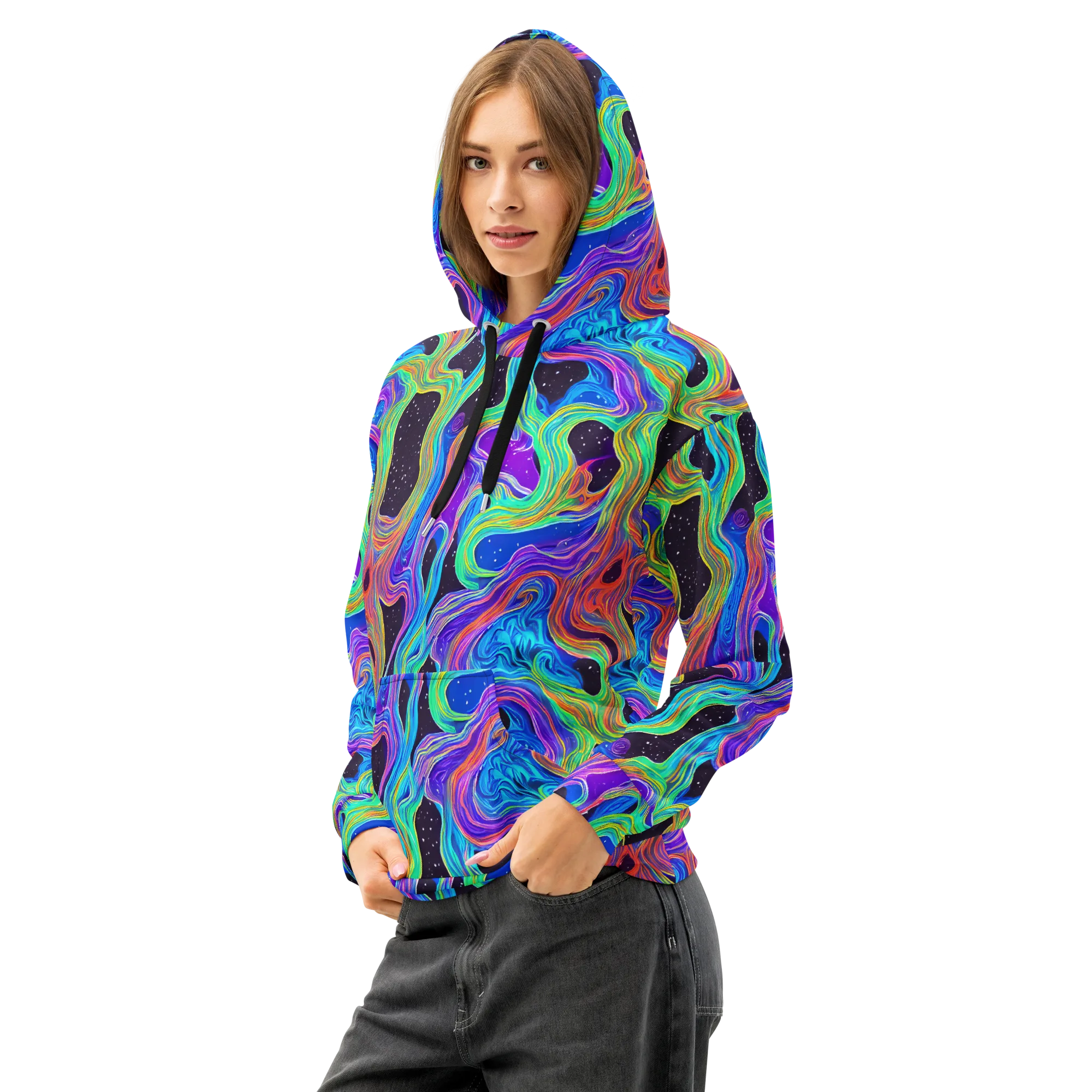 Infinite Chromatics on Cotton Hoodie — Left Front