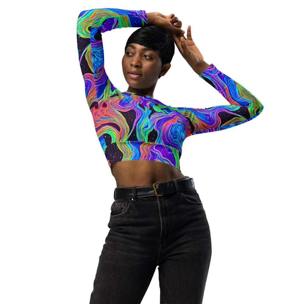 Infinite Chromatics on Long Sleeve Crop Top — Front