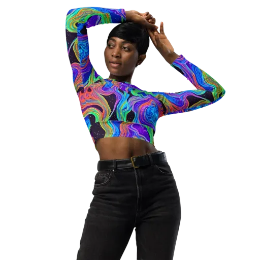 Infinite Chromatics on a Long Sleeve Crop Top