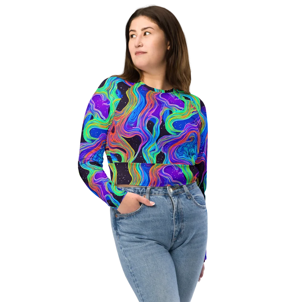 Infinite Chromatics on Long Sleeve Crop Top — Front