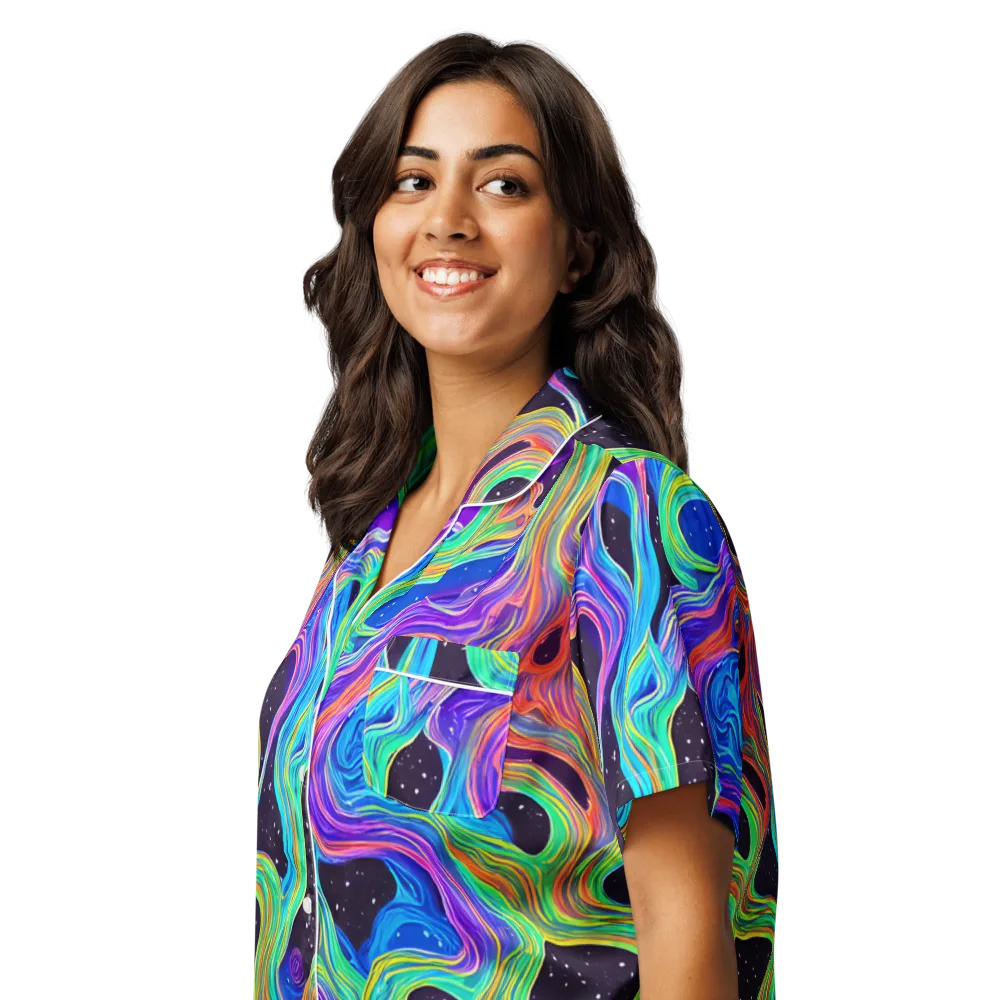 Infinite Chromatics on Women's Short Sleeve Pajama Top — Left Front