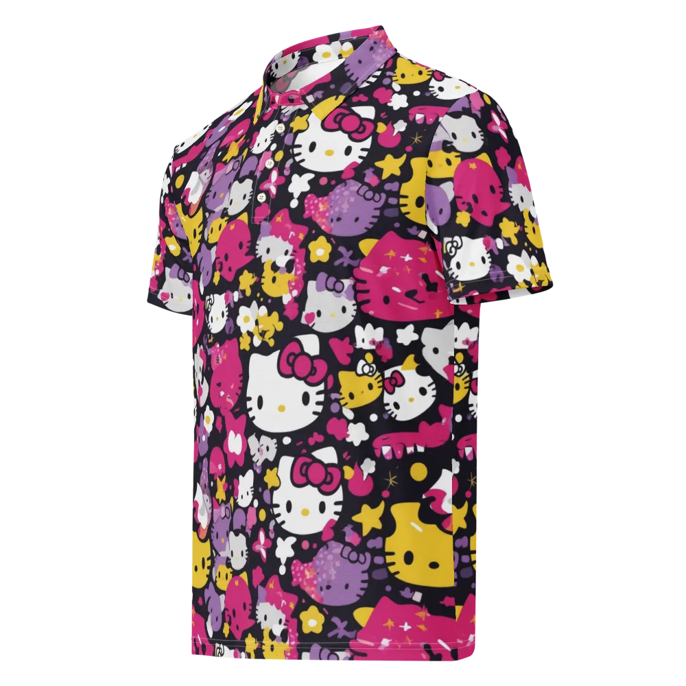 Neon Kitty Carnival on Men's Slim Fit Polo Shirt — Left Front
