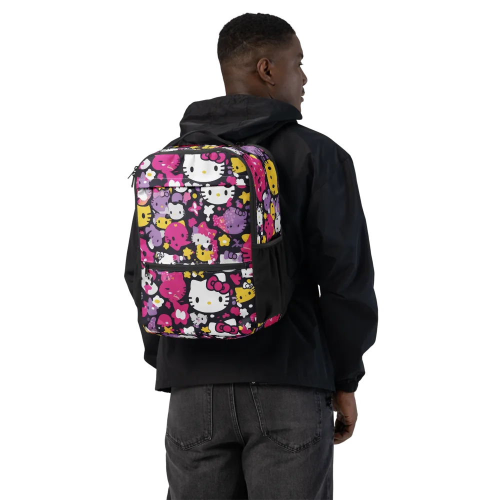 Neon Kitty Carnival on Utility Backpack — Back