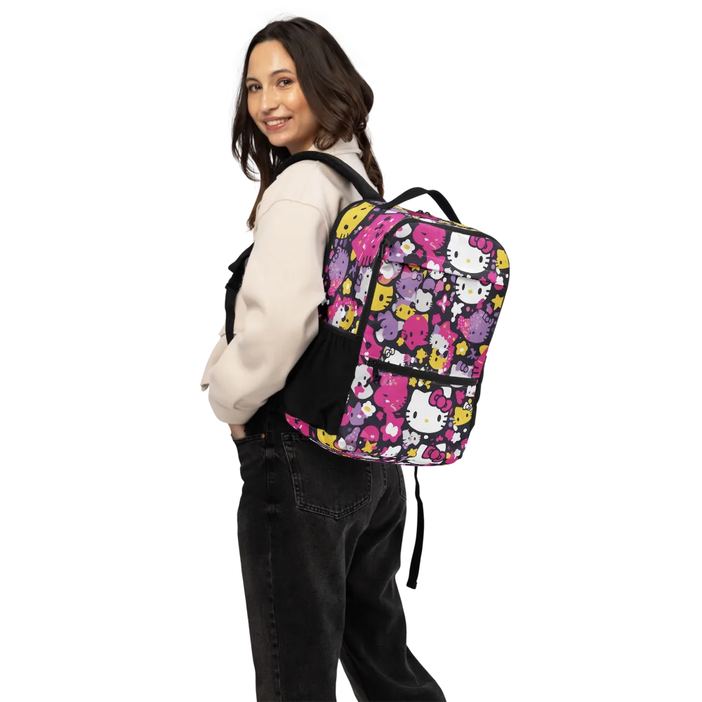 Neon Kitty Carnival on Utility Backpack — Back