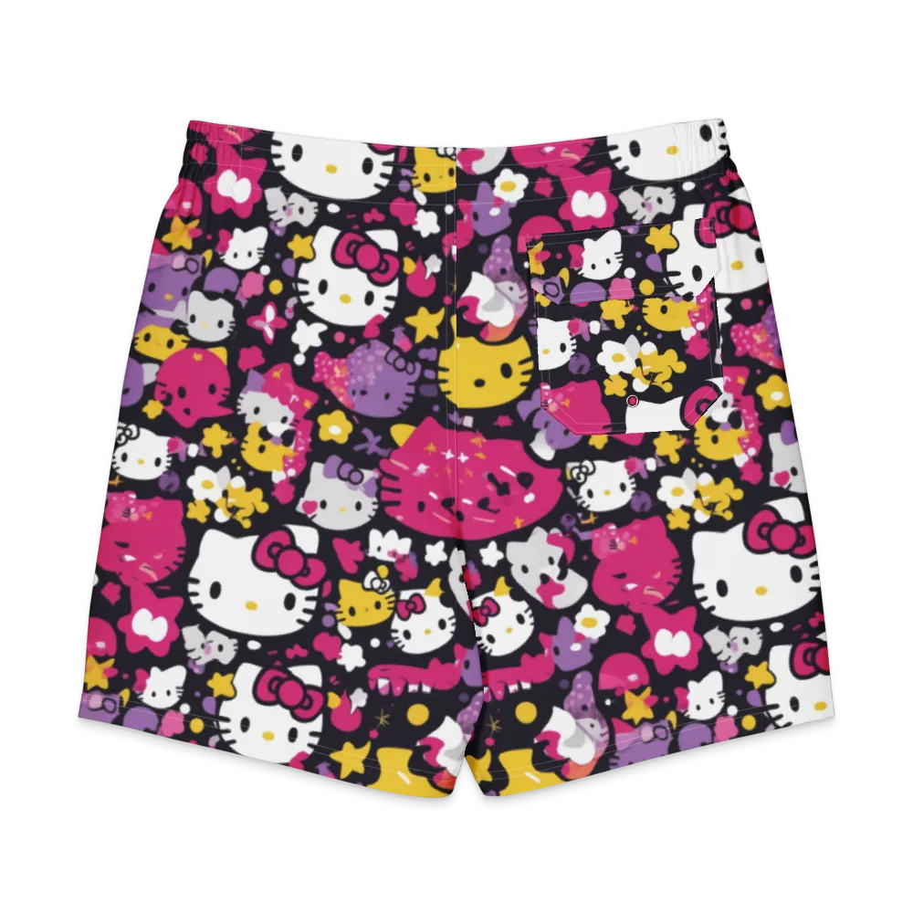 Neon Kitty Carnival on Men's Board Shorts — Back
