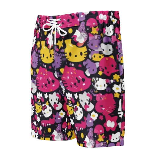 Neon Kitty Carnival on a Men's Board Shorts