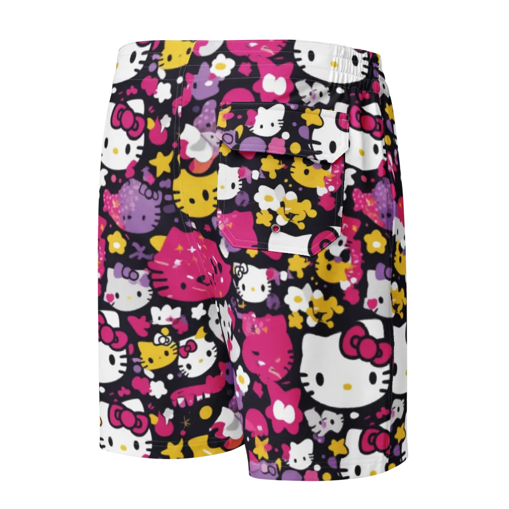 Neon Kitty Carnival on Men's Board Shorts — Back