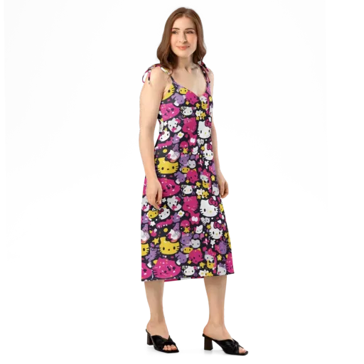Neon Kitty Carnival on a Slip Dress