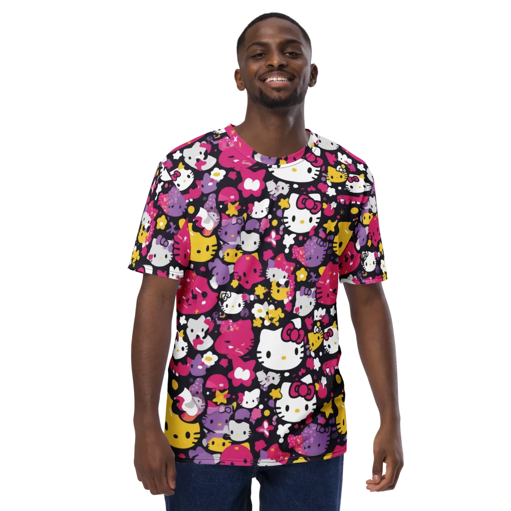 Neon Kitty Carnival on Men's Crew Neck T-Shirt — Front