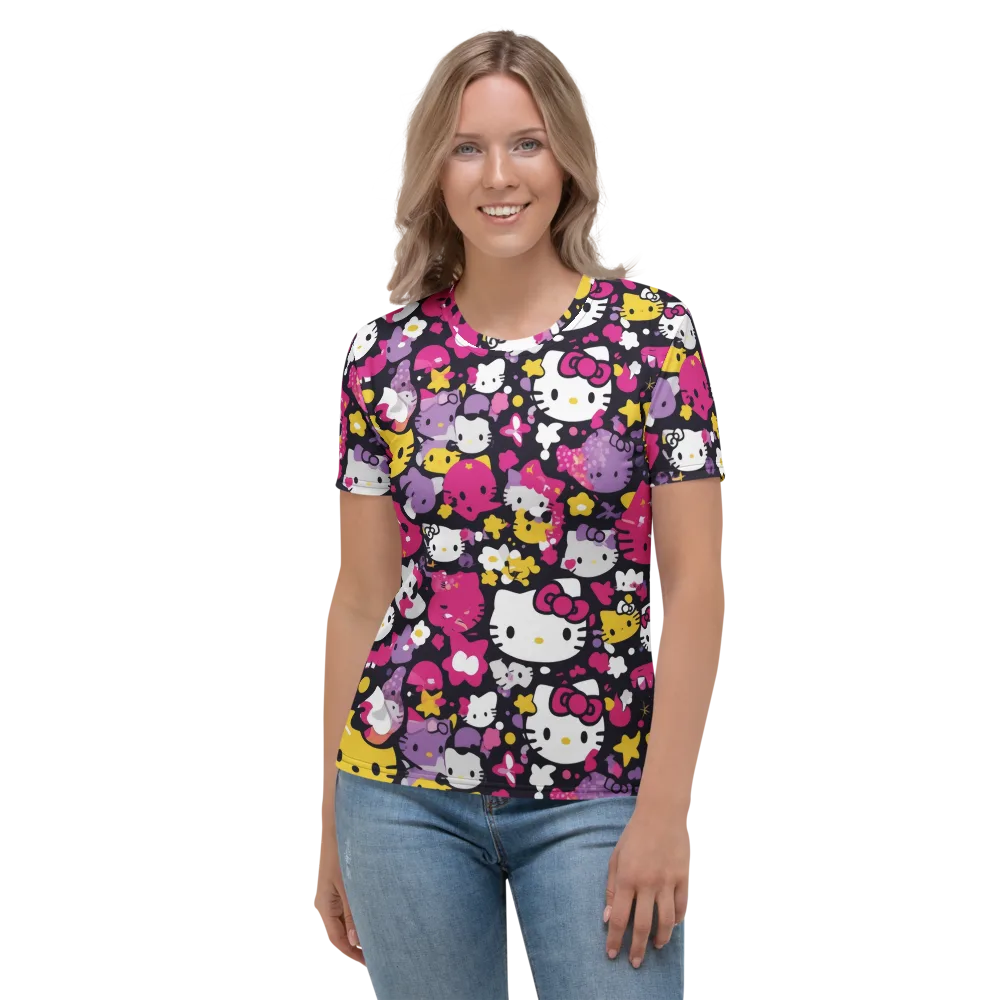 Neon Kitty Carnival on Women's Crew Neck T-Shirt — Front