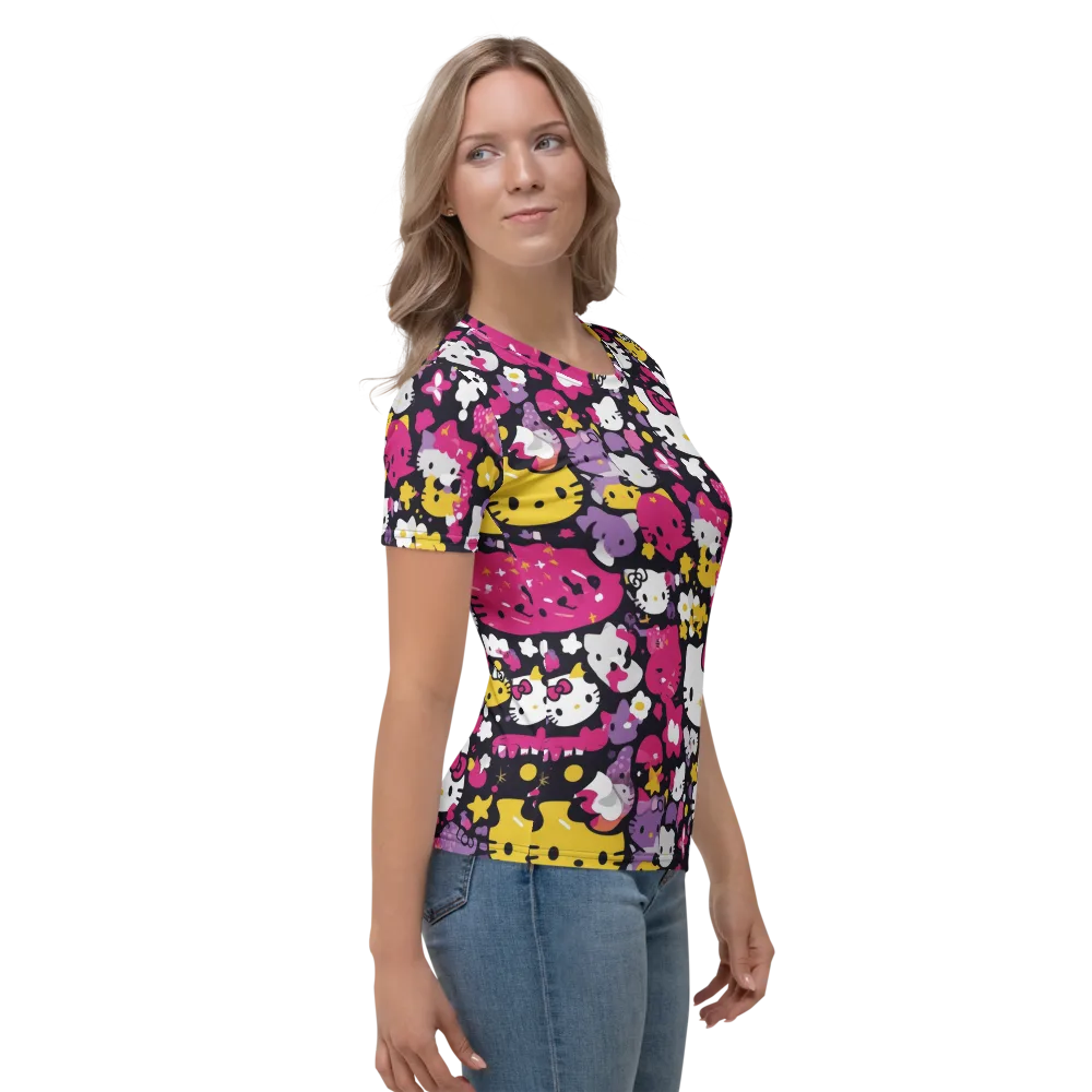 Neon Kitty Carnival on Women's Crew Neck T-Shirt — Right