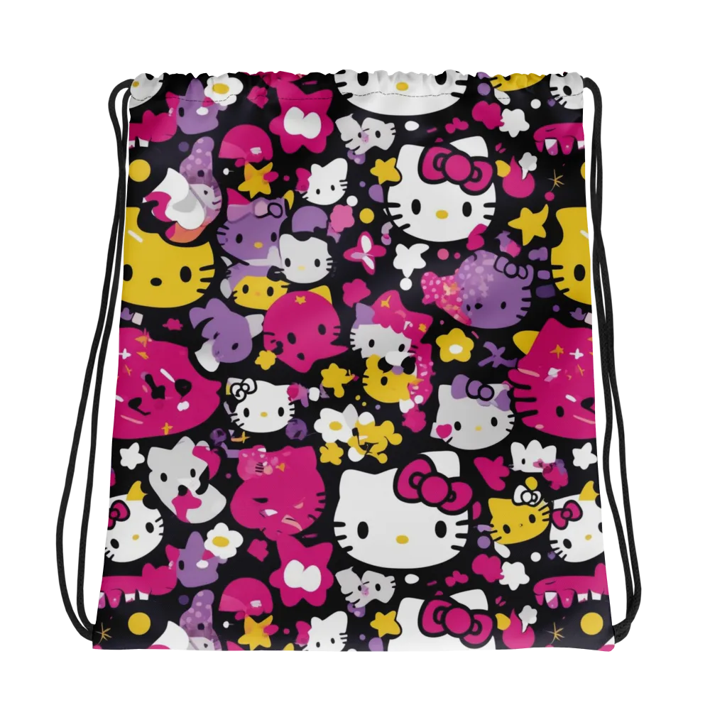 Neon Kitty Carnival on Drawstring Bag — Photo