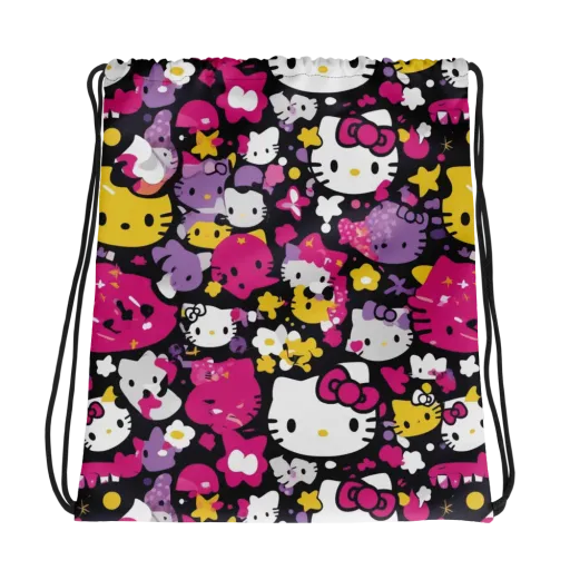 Neon Kitty Carnival on a Drawstring Bag