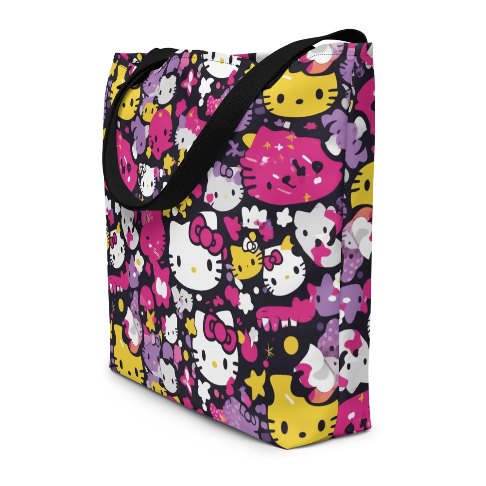 Neon Kitty Carnival on Large Tote Bag W/ Pocket — Front