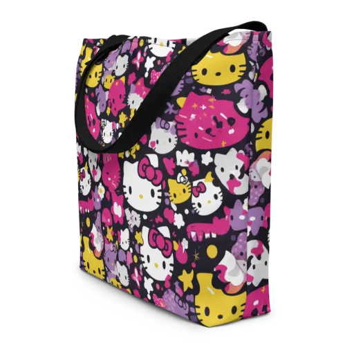 Neon Kitty Carnival on a Large Tote Bag W/ Pocket