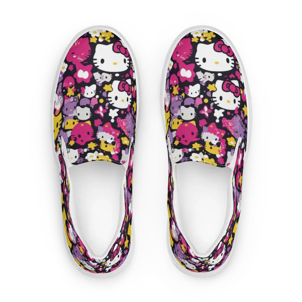 Neon Kitty Carnival on Women's Slip-On Canvas Shoes — Front