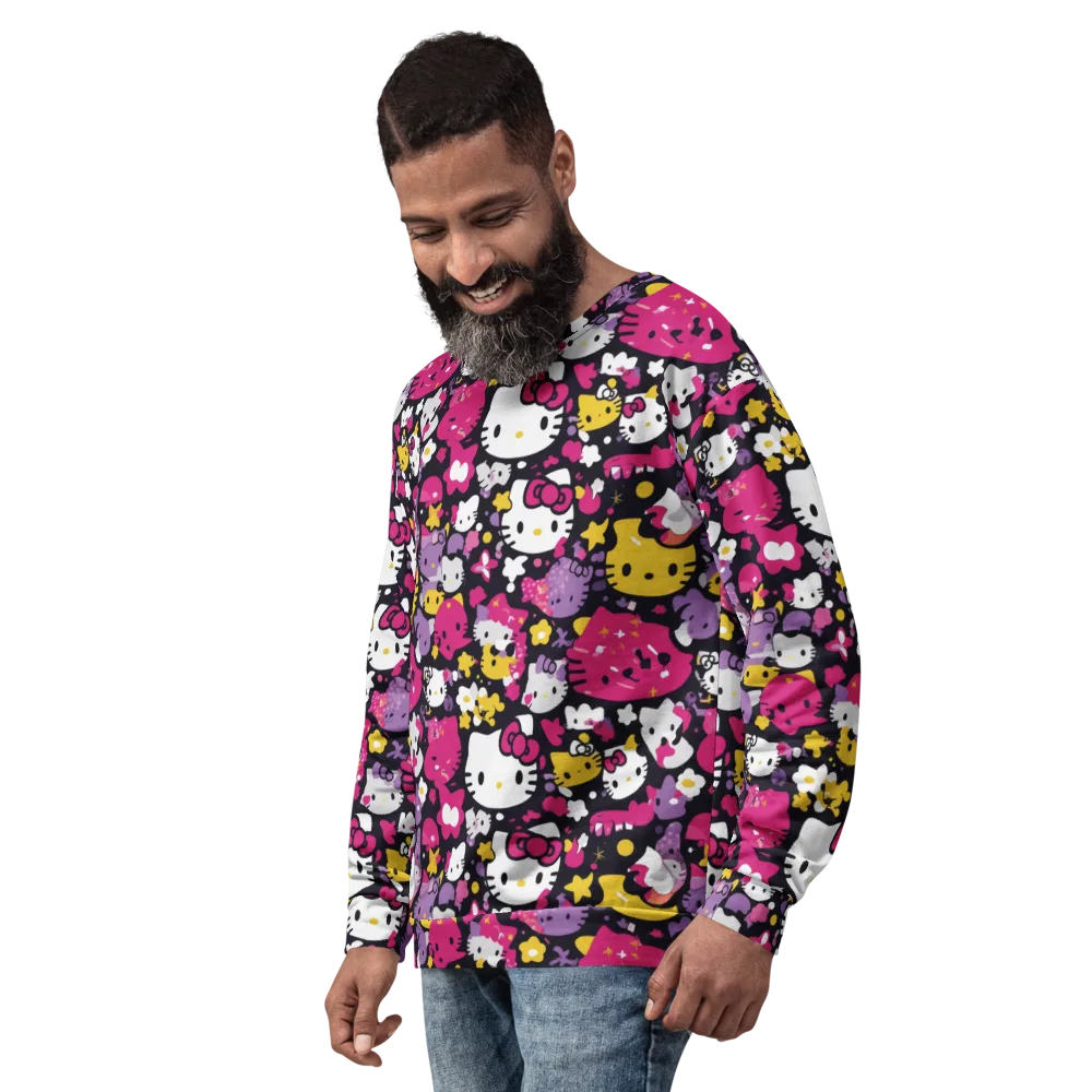 Neon Kitty Carnival on Sweatshirt — Left Front