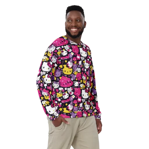 Neon Kitty Carnival on a Sweatshirt