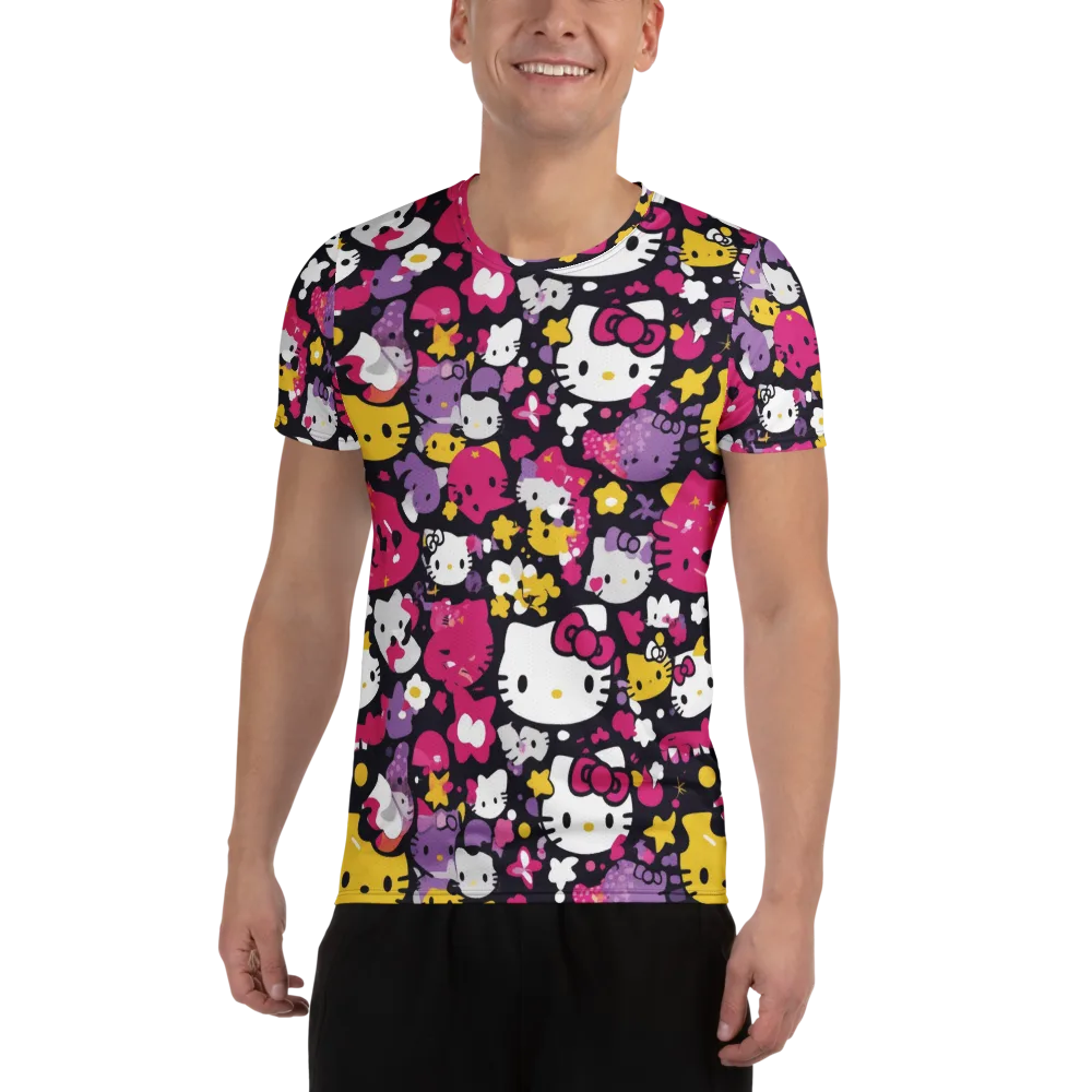 Neon Kitty Carnival on Men's Athletic T-Shirt — Front