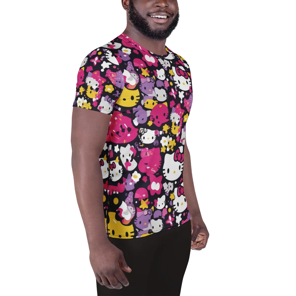 Neon Kitty Carnival on Men's Athletic T-Shirt — Right