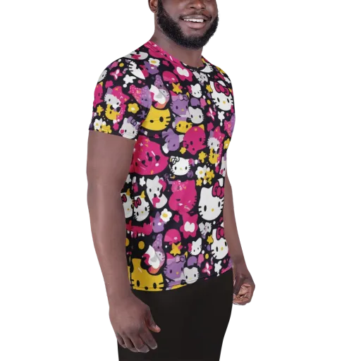 Neon Kitty Carnival on a Men's Athletic T-Shirt