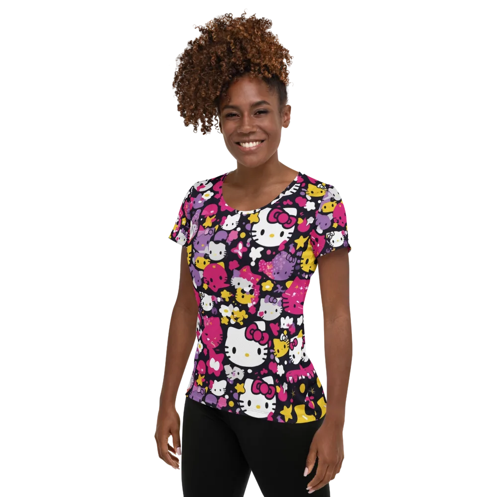 Neon Kitty Carnival on Women's Athletic T-Shirt — Left