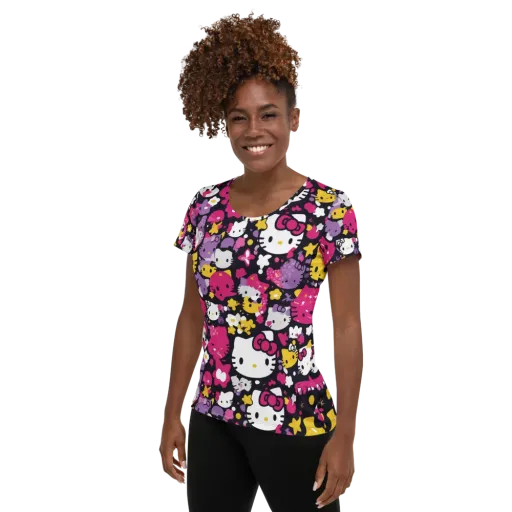 Neon Kitty Carnival on a Women's Athletic T-Shirt