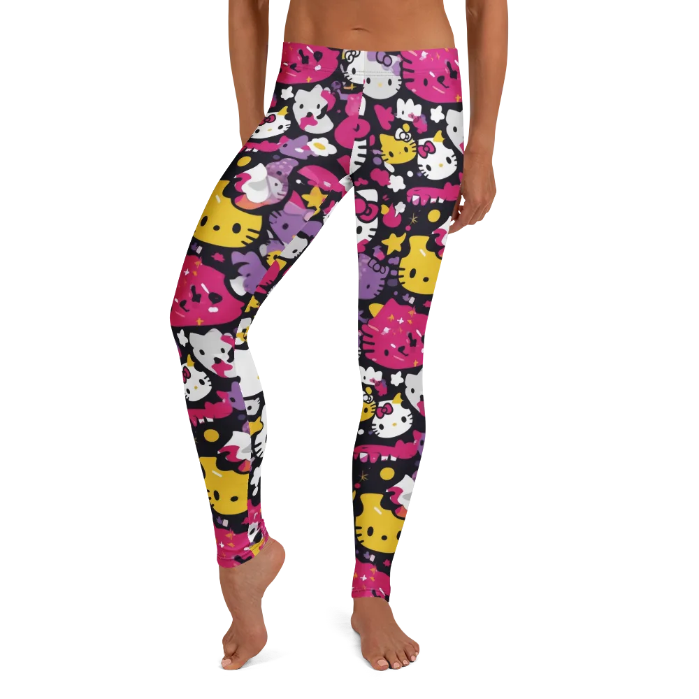 Neon Kitty Carnival on Leggings — Front