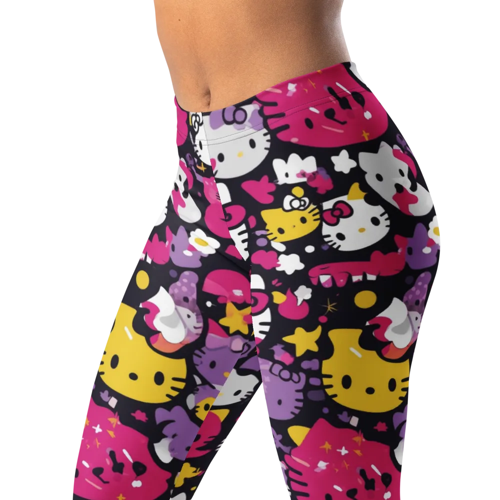 Neon Kitty Carnival on Leggings — Left Front