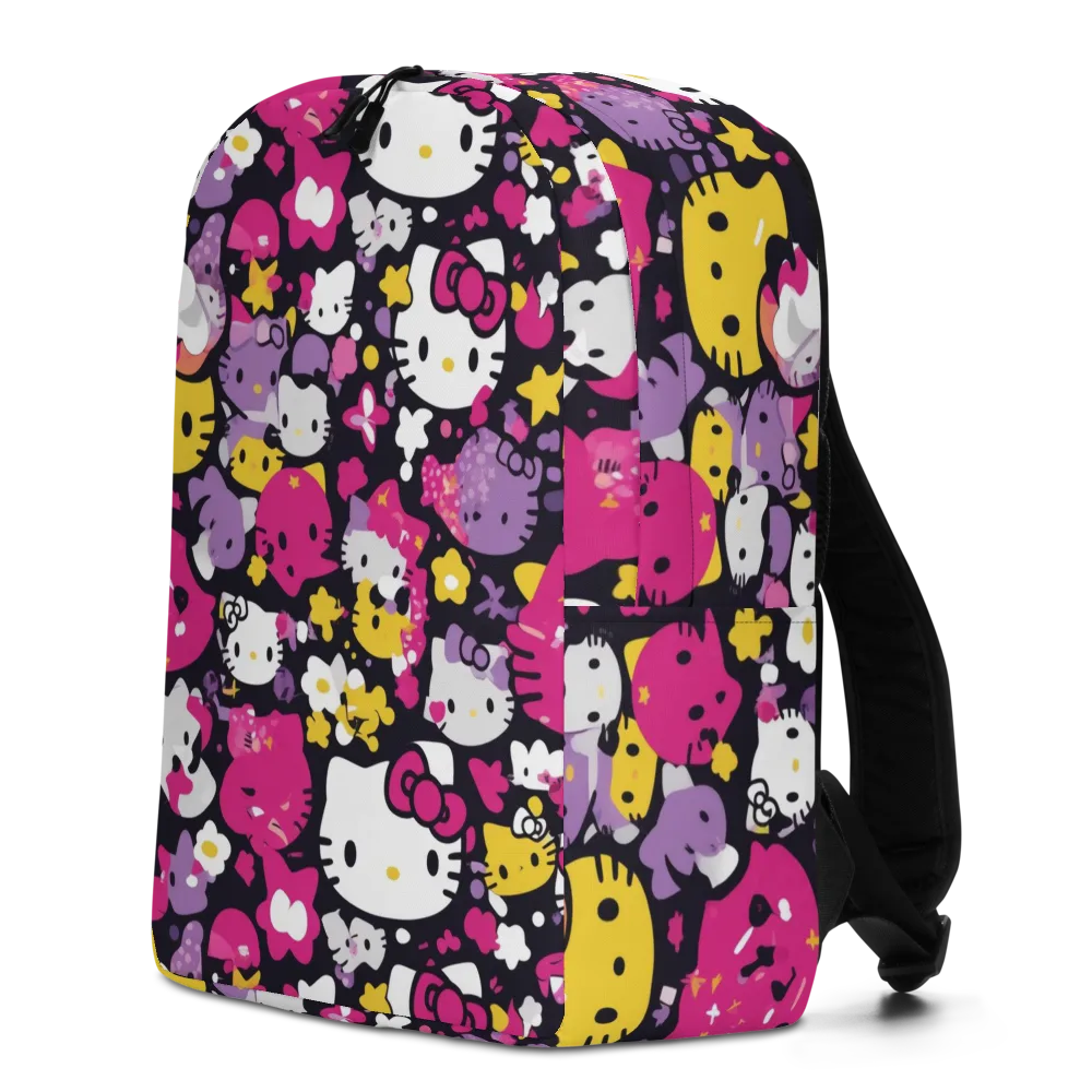 Neon Kitty Carnival on Minimalist Backpack — Left