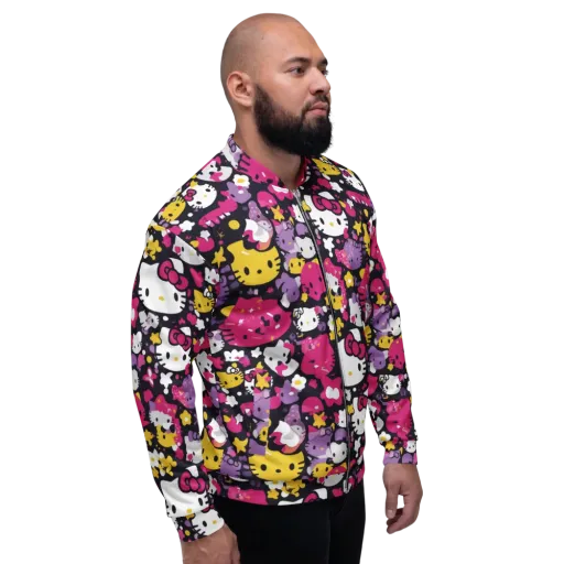 Neon Kitty Carnival on a Bomber Jacket