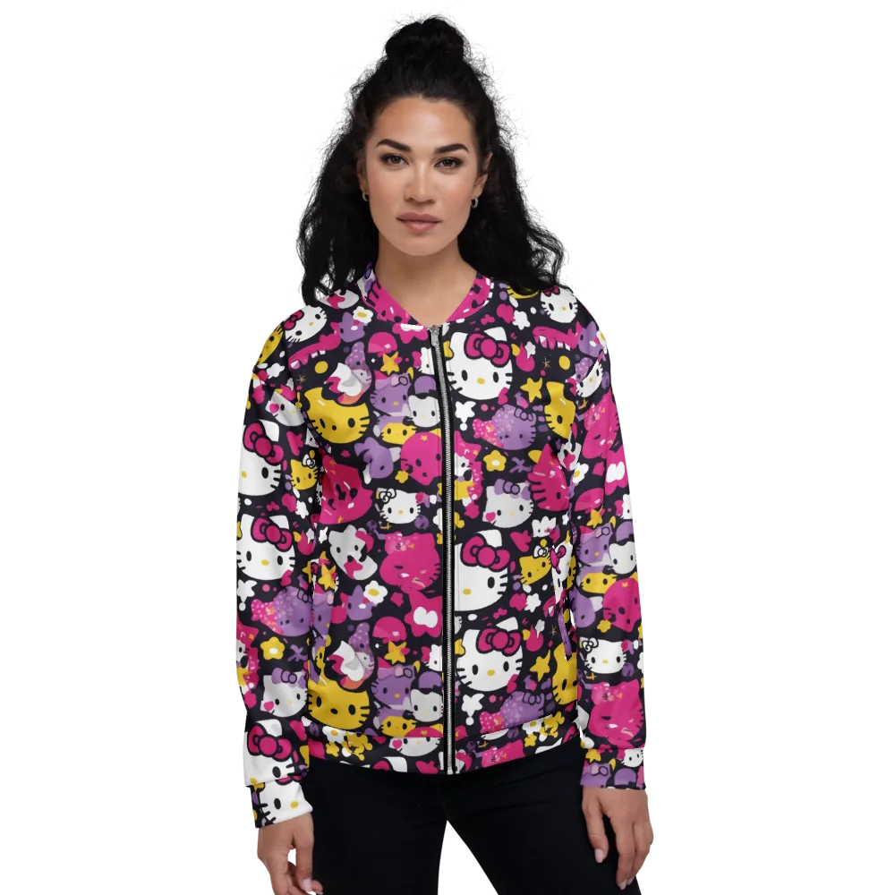 Neon Kitty Carnival on Bomber Jacket — Front