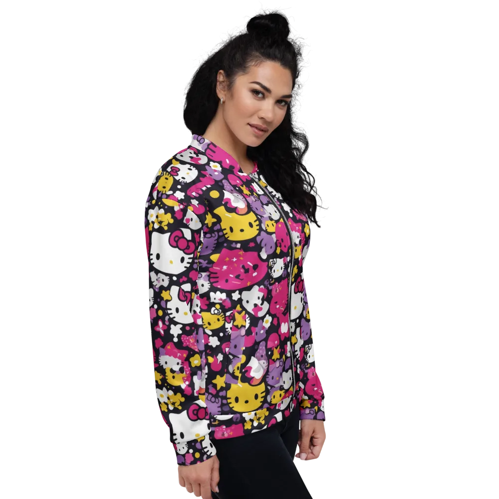 Neon Kitty Carnival on Bomber Jacket — Right