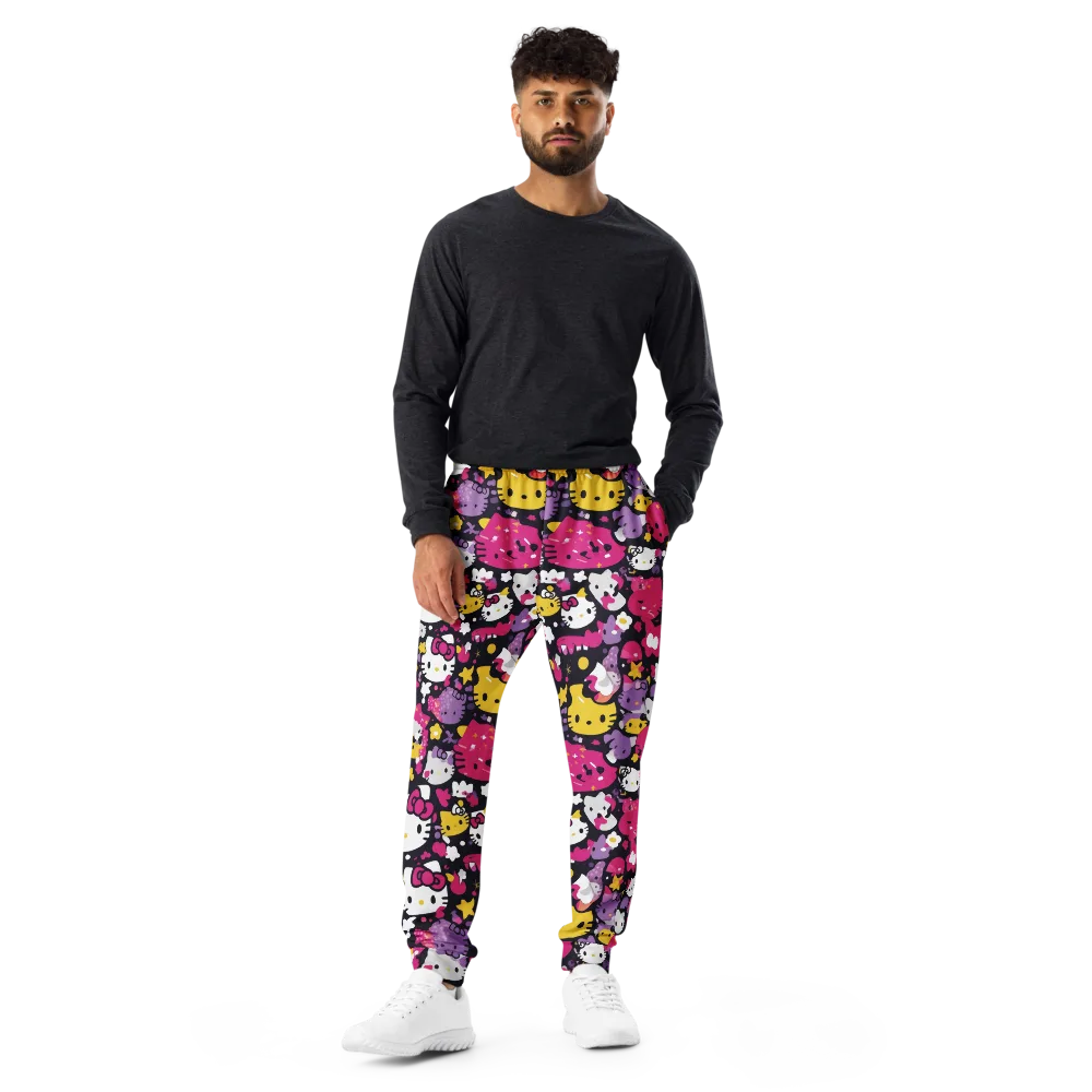 Neon Kitty Carnival on Men's Joggers — Front