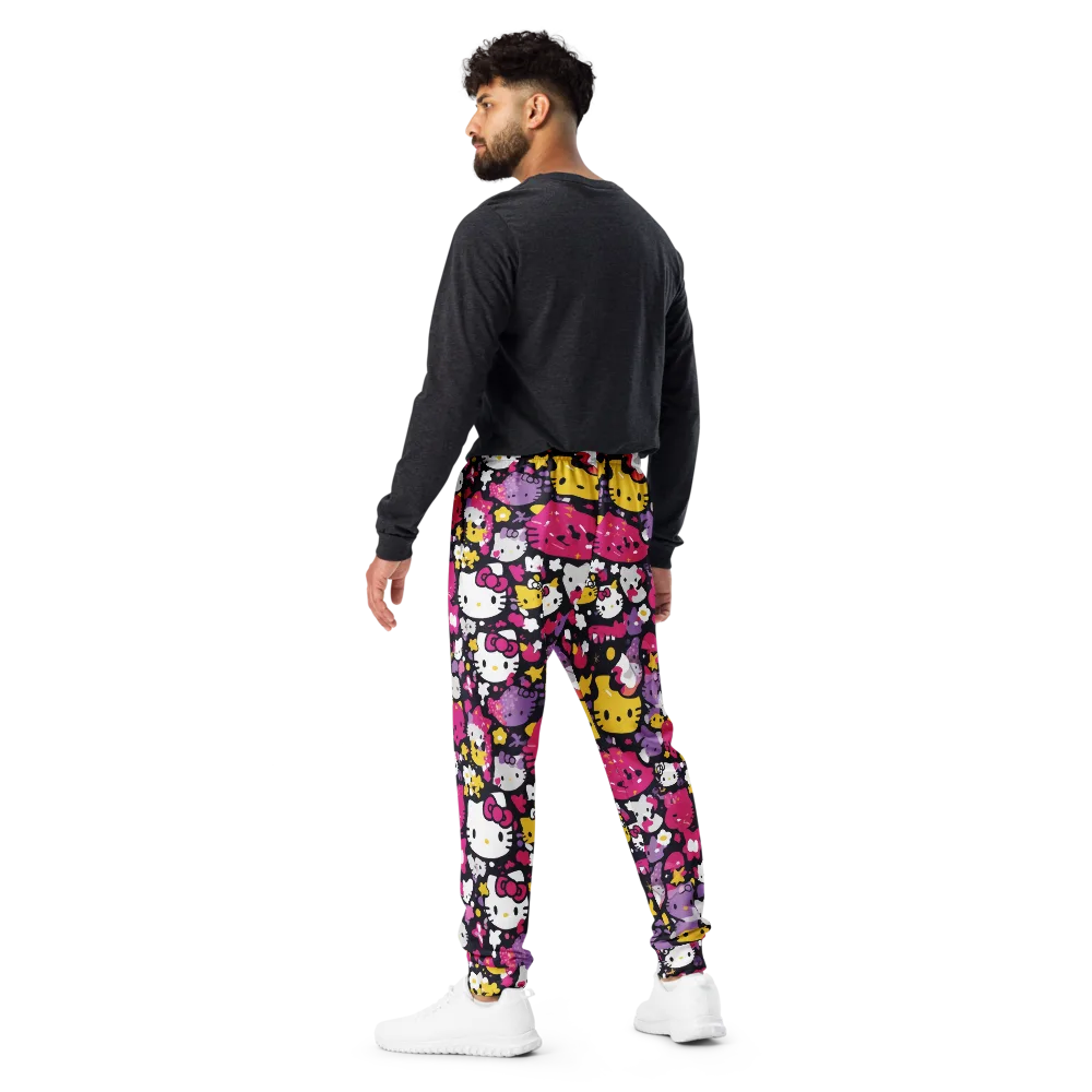 Neon Kitty Carnival on Men's Joggers — Back