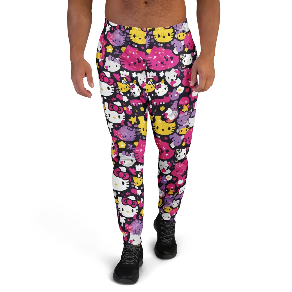 Neon Kitty Carnival on Men's Joggers — Front