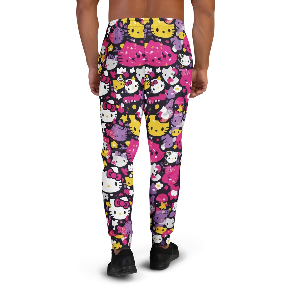 Neon Kitty Carnival on Men's Joggers — Back