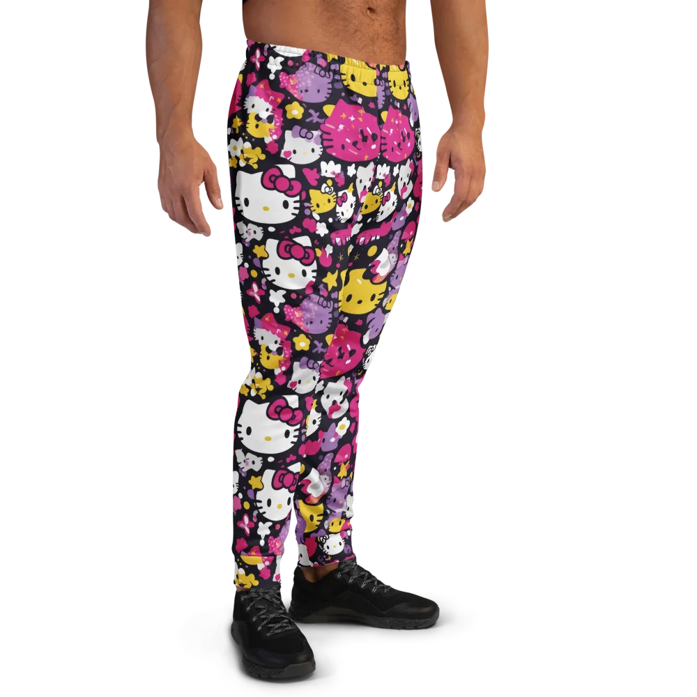 Neon Kitty Carnival on Men's Joggers — Right