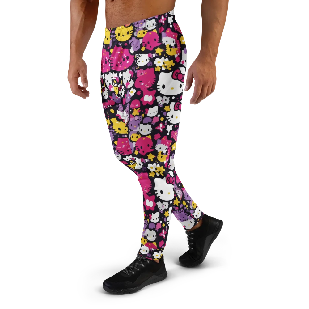 Neon Kitty Carnival on Men's Joggers — Left