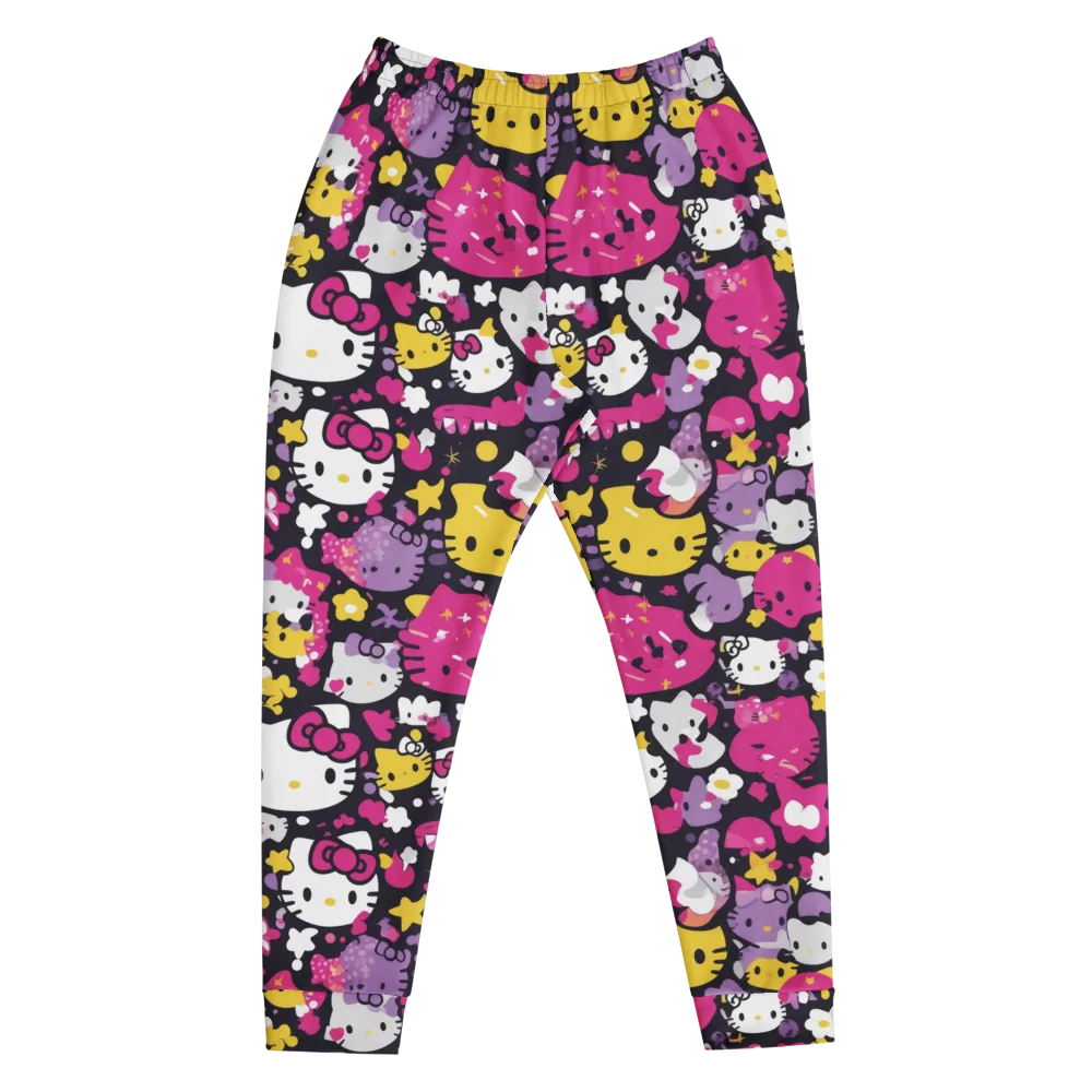 Neon Kitty Carnival on Men's Joggers — Front