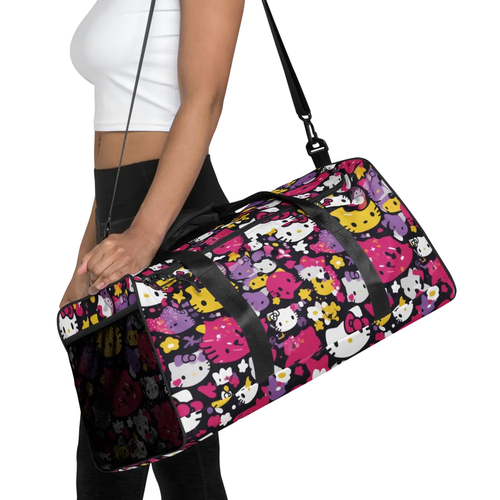 Neon Kitty Carnival on Duffle Bag — Front