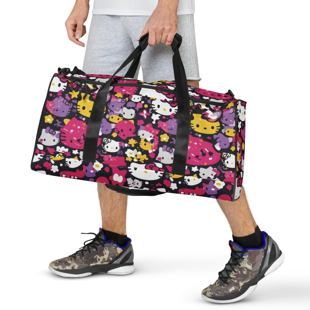 Neon Kitty Carnival on Duffle Bag — Front