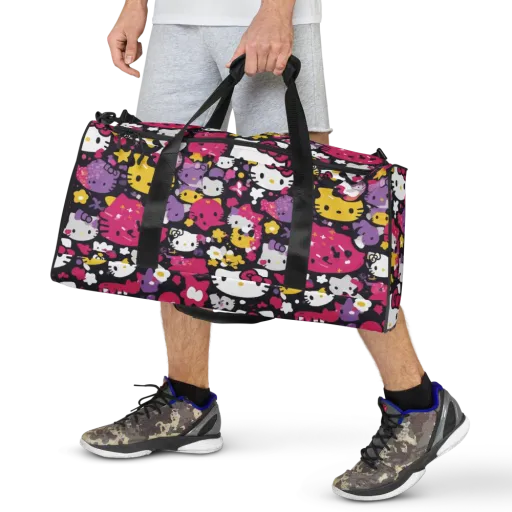 Neon Kitty Carnival on a Duffle Bag